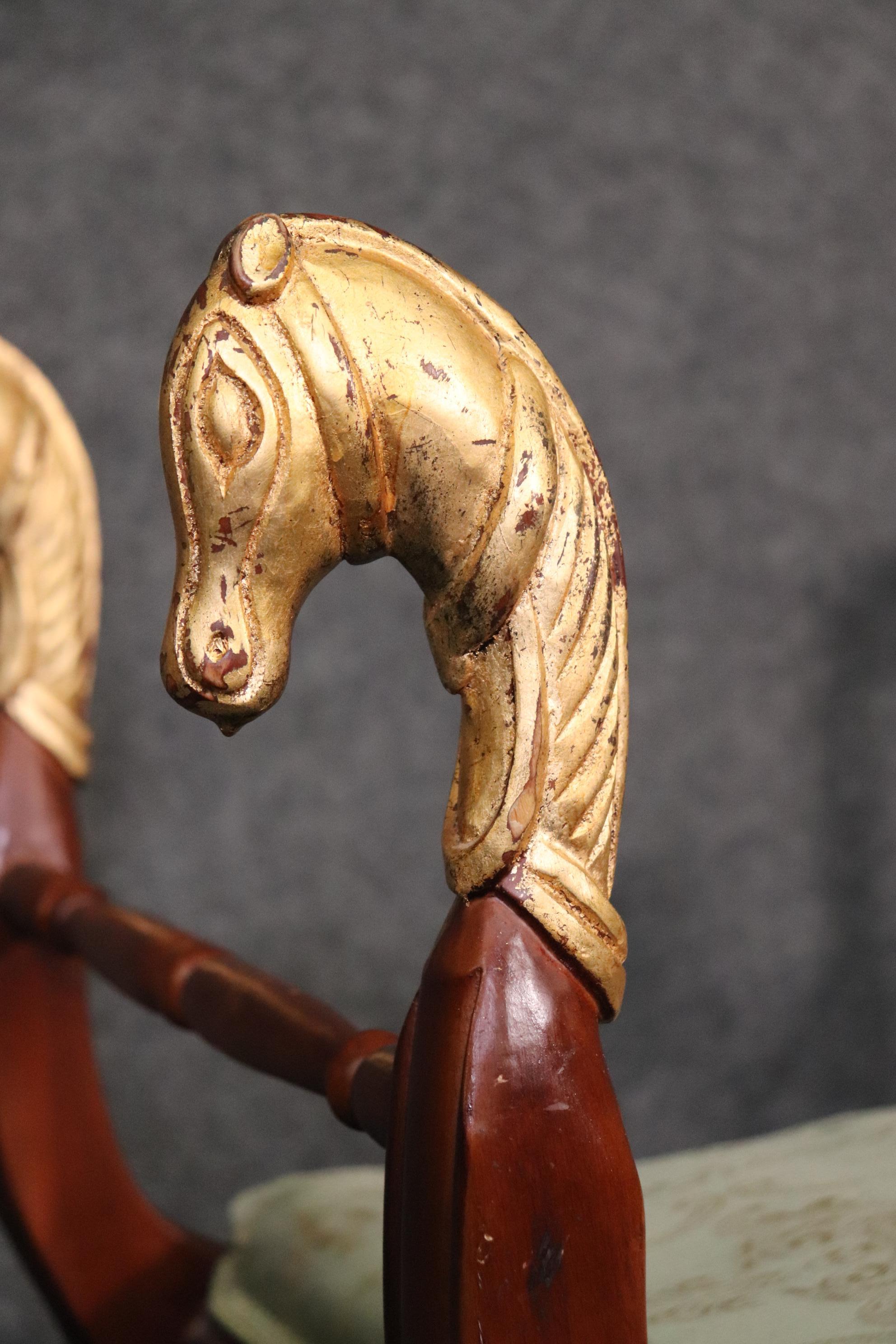 Egyptian Revival Gilded Cerule Form Gilded Horse Head Bench Stool For Sale 2