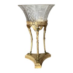 Egyptian Revival Gilt Bronze and Cut Glass Pedestal Bowl