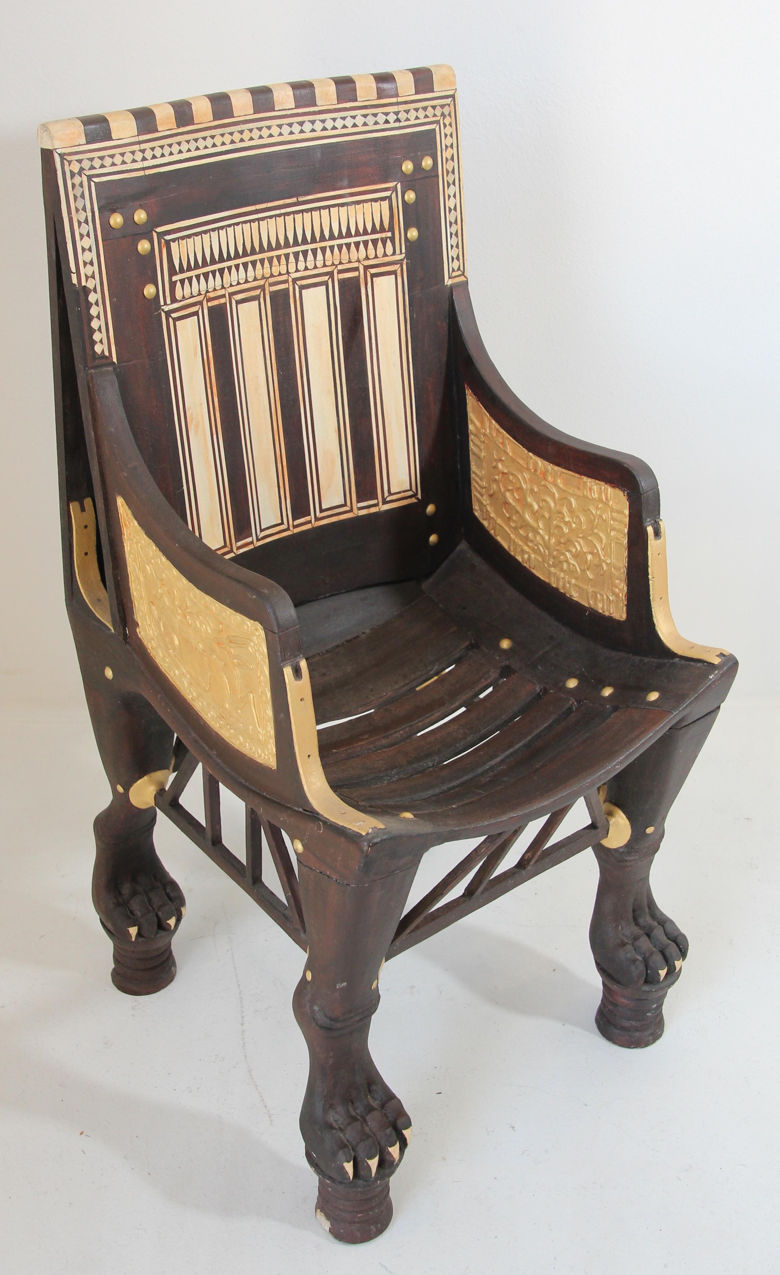 Egyptian Revival Giltwood Throne Child Chair 3