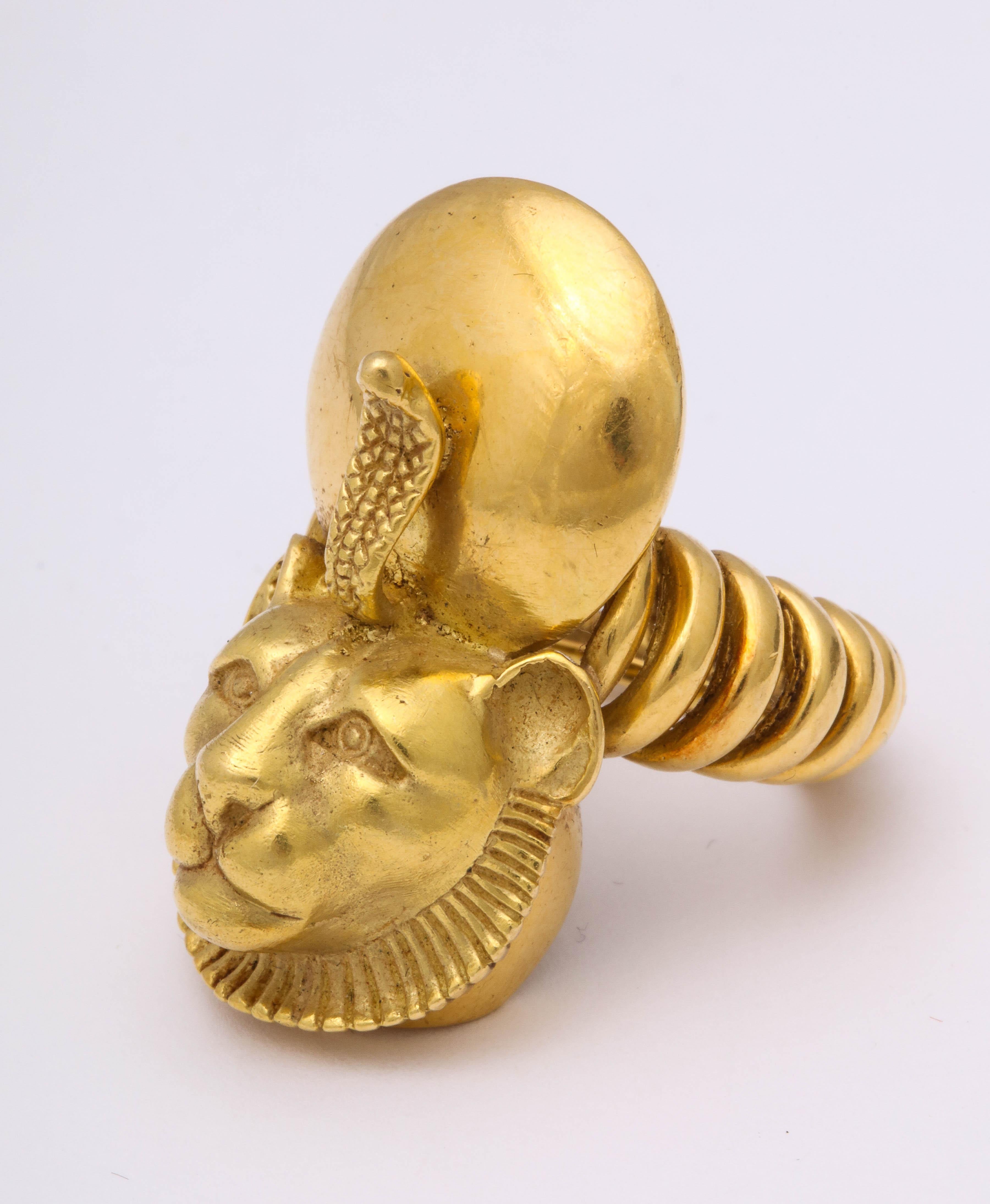 Egyptian Revival Gold Ring In Excellent Condition In New York, NY