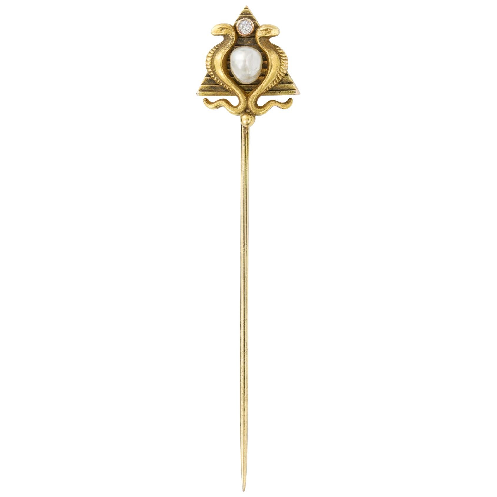 Egyptian Revival Gold Stick Pin