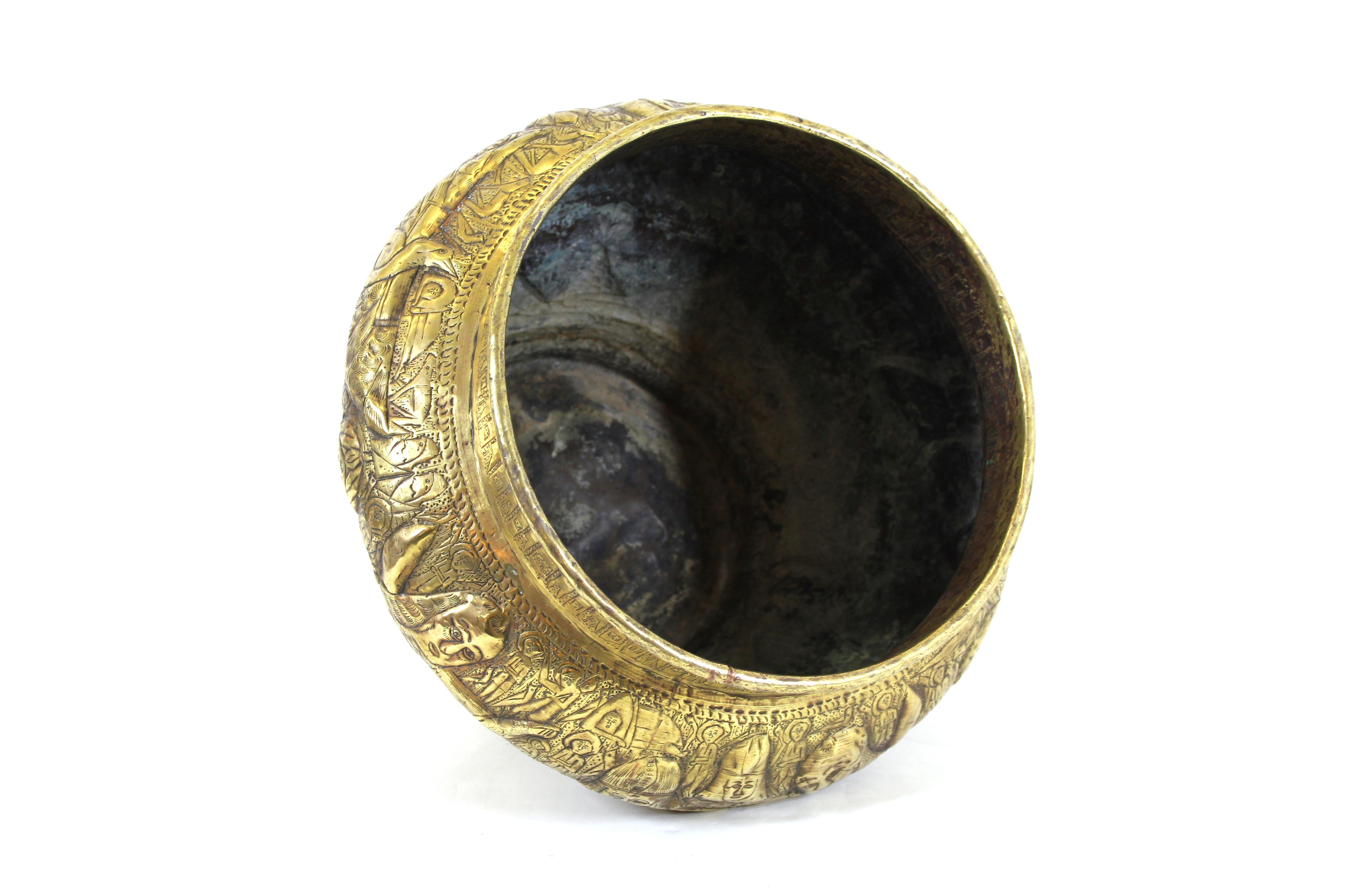 Egyptian Revival Grand Tour Planter in Hammered Brass 5