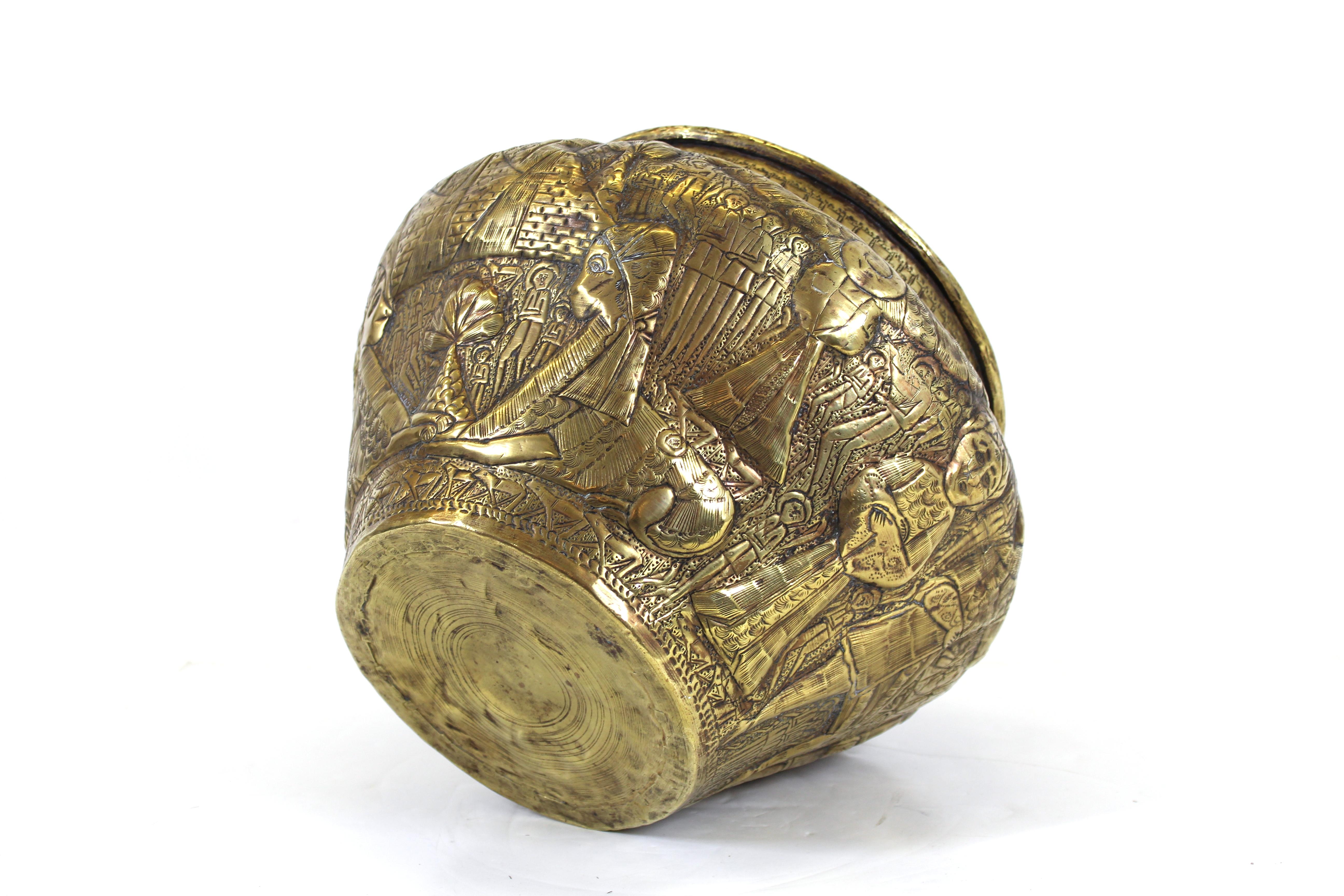 Egyptian Revival Grand Tour Planter in Hammered Brass 6