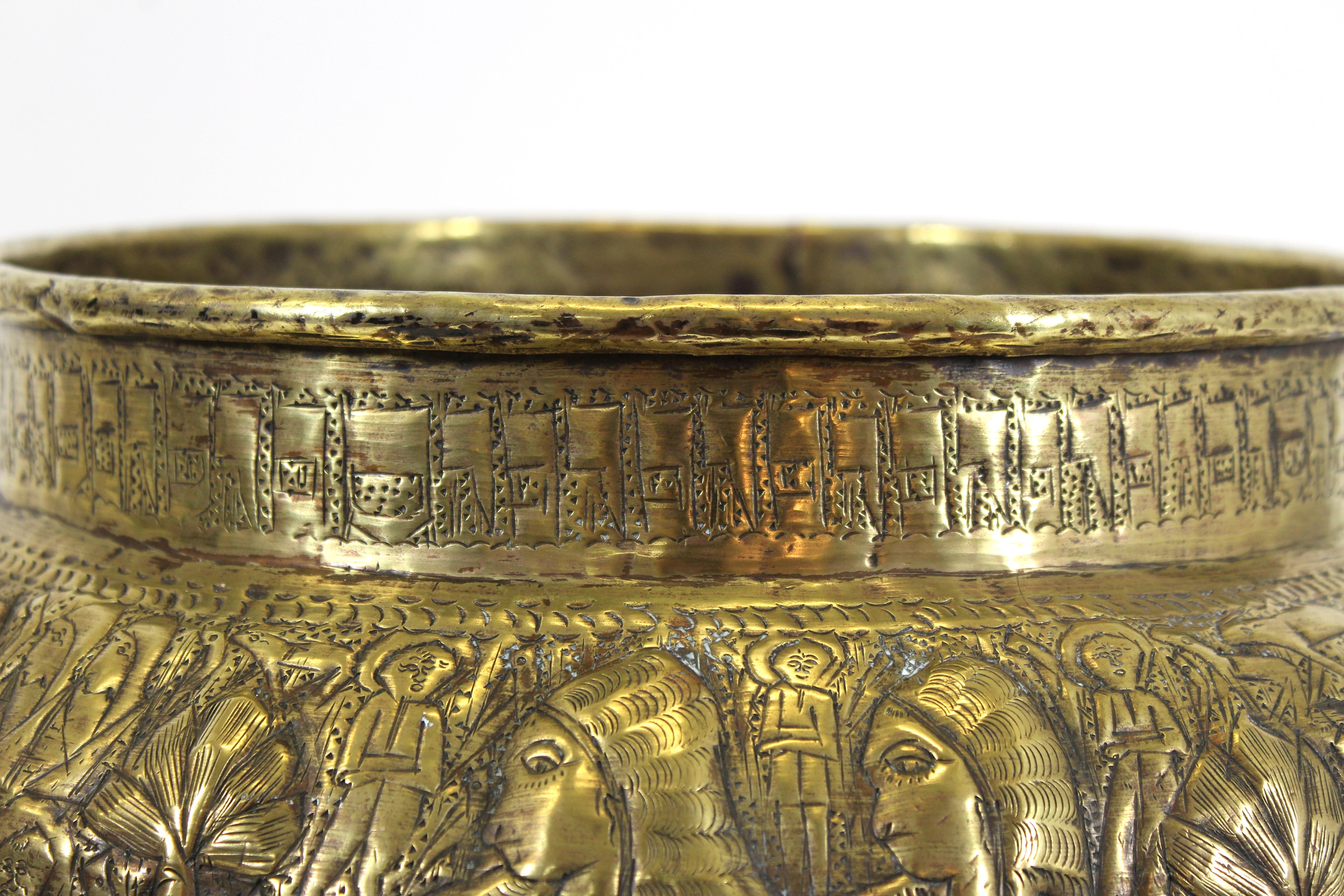 Egyptian Revival Grand Tour Planter in Hammered Brass 1