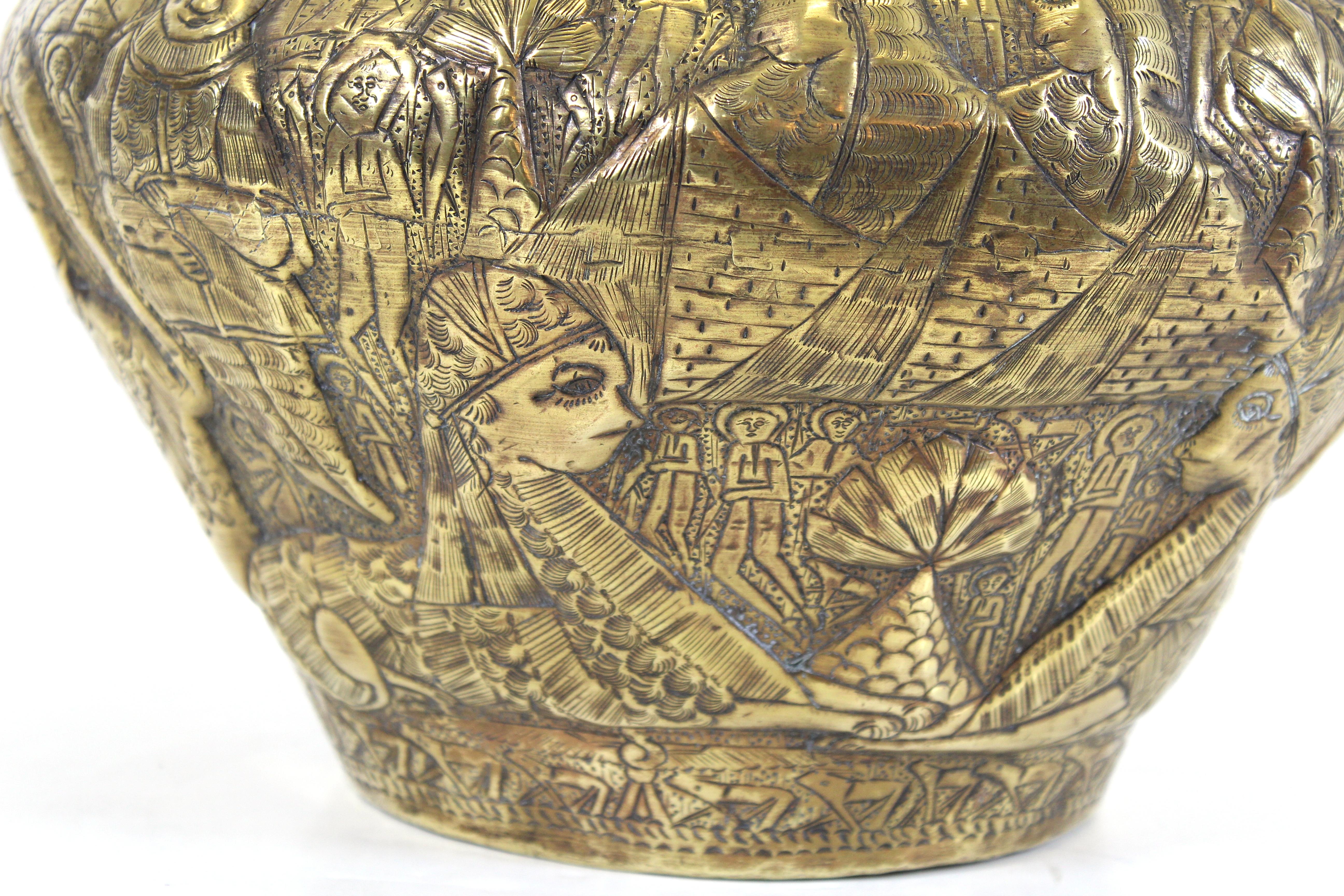 Egyptian Revival Grand Tour Planter in Hammered Brass 2