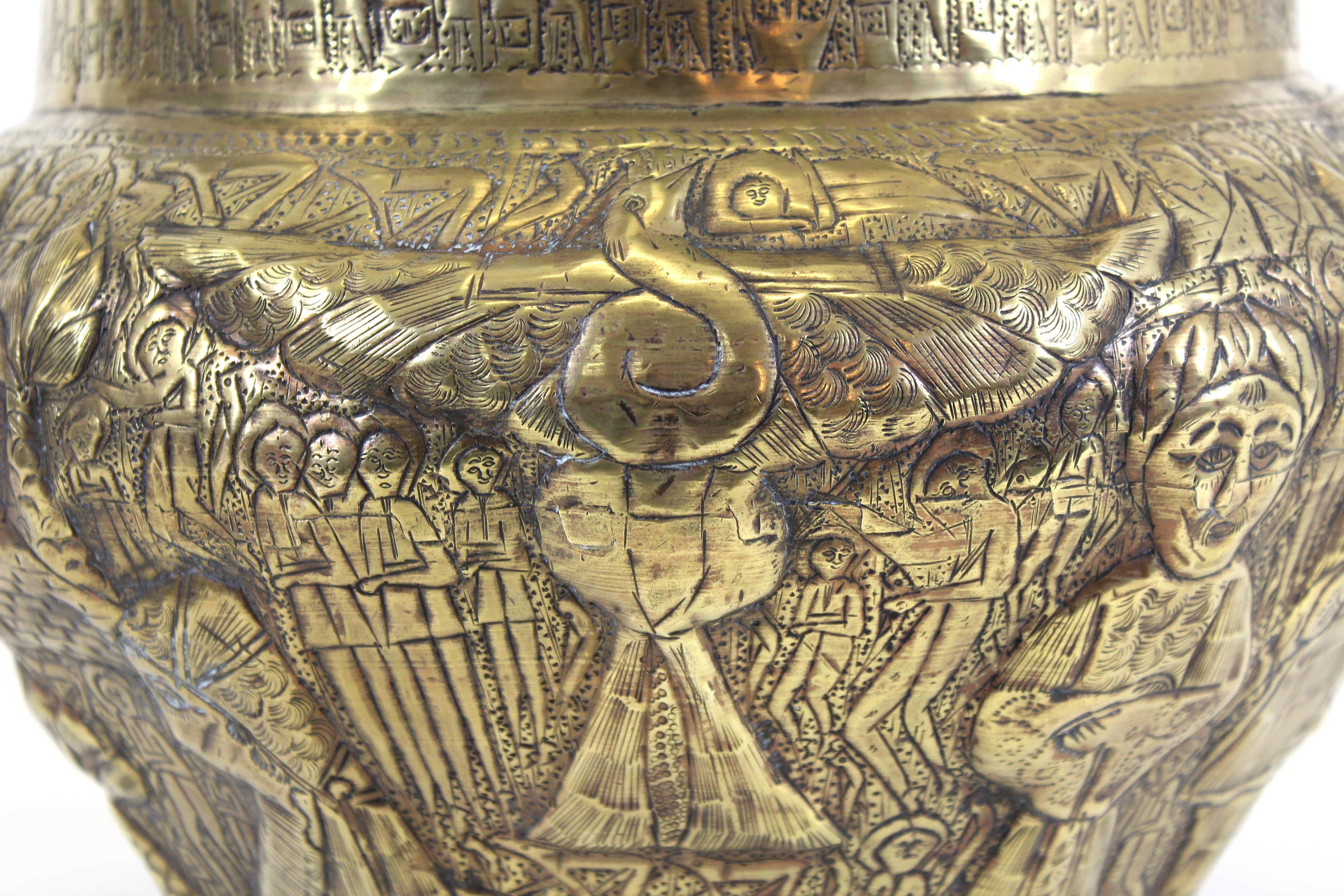 Egyptian Revival Grand Tour Planter in Hammered Brass 3