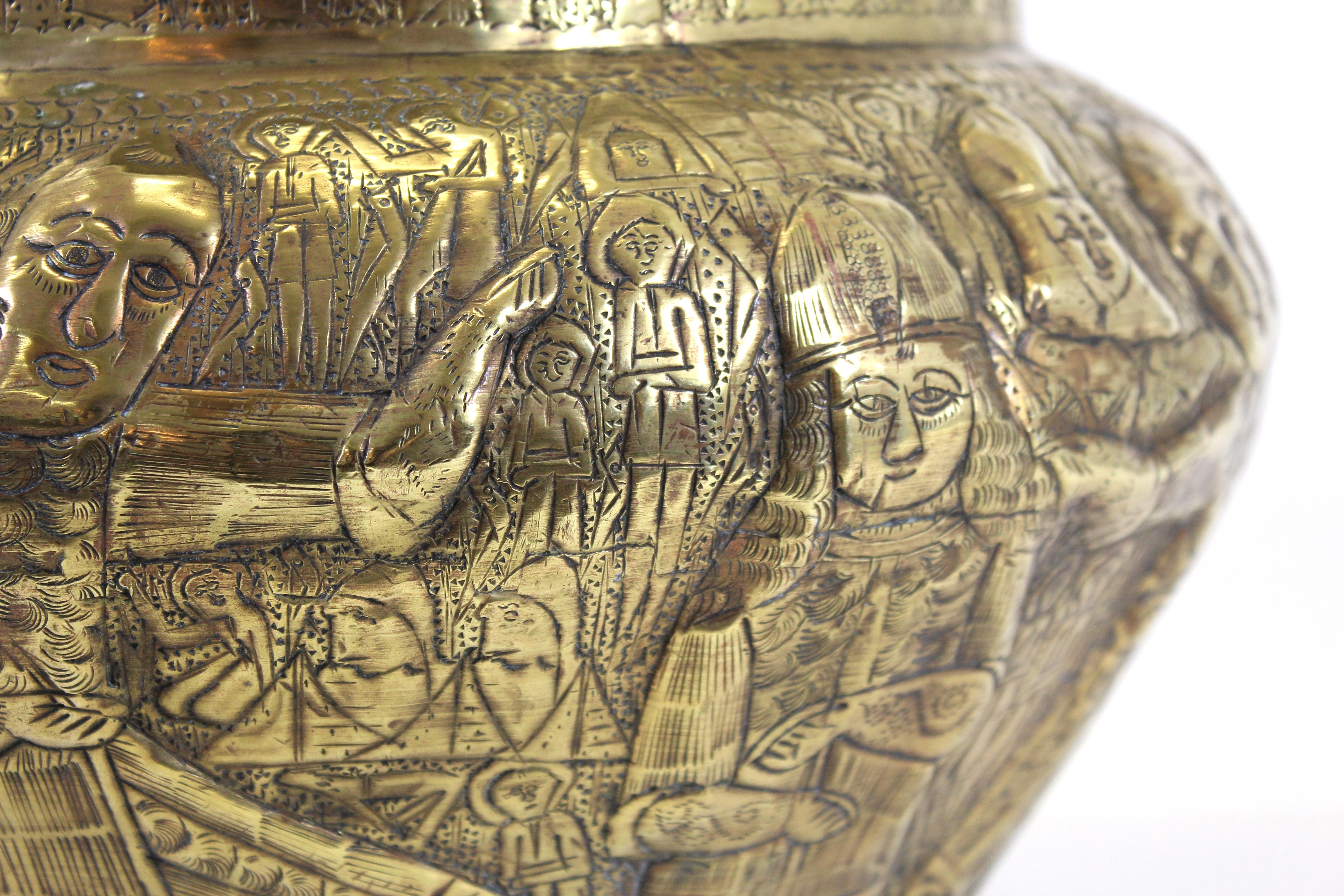 Egyptian Revival Grand Tour Planter in Hammered Brass 4
