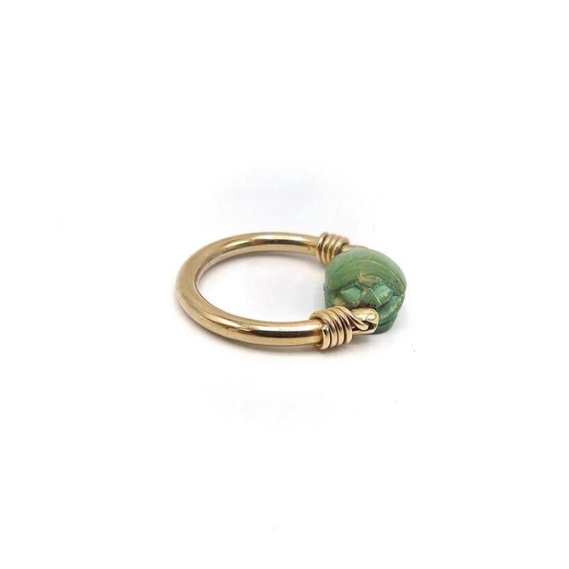 Egyptian Revival Green Scarab 12K Gold Swivel Ring, circa 1920 In Good Condition In Venice, CA
