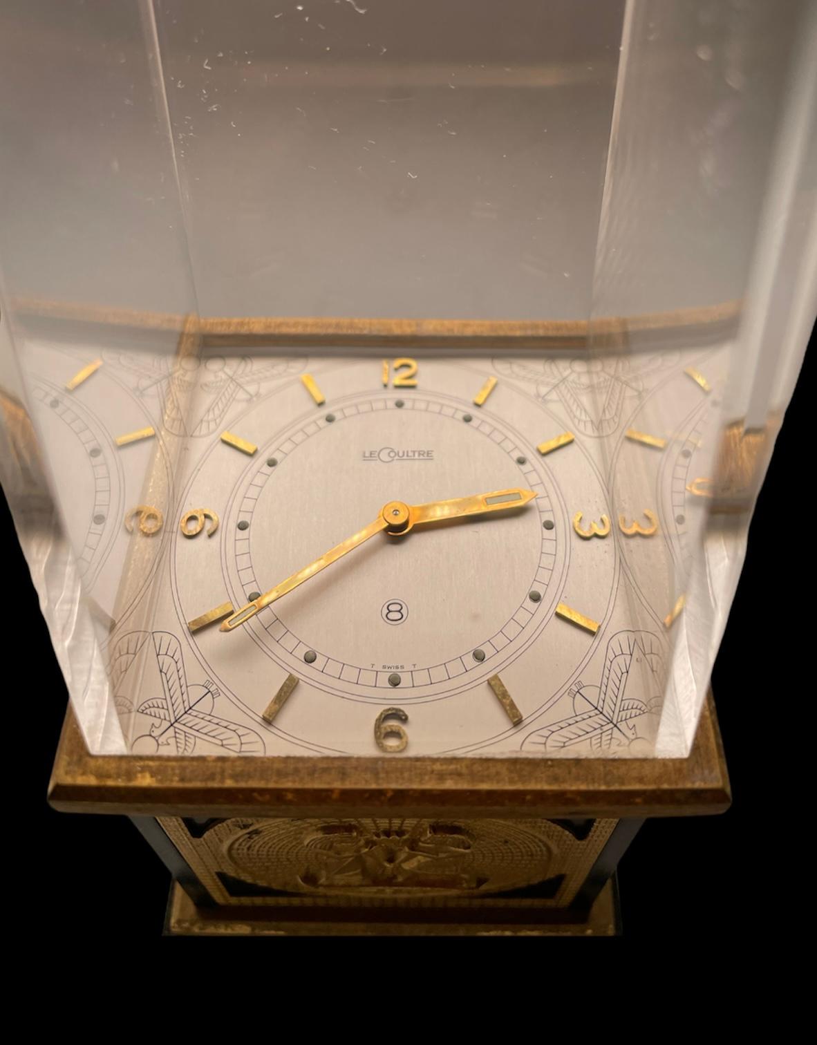 Egyptian Revival Jaeger LeCoultre Desk/Table Clock 7