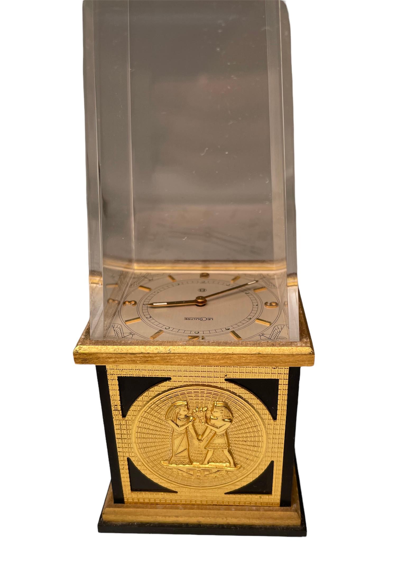 Gilt Egyptian Revival Jaeger LeCoultre Desk/Table Clock