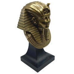 Egyptian Revival King Tut Bronze Bust Sculpture