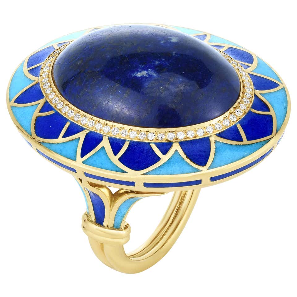 Gold and Lapis Lazuli Egyptian Revival Ring at 1stdibs