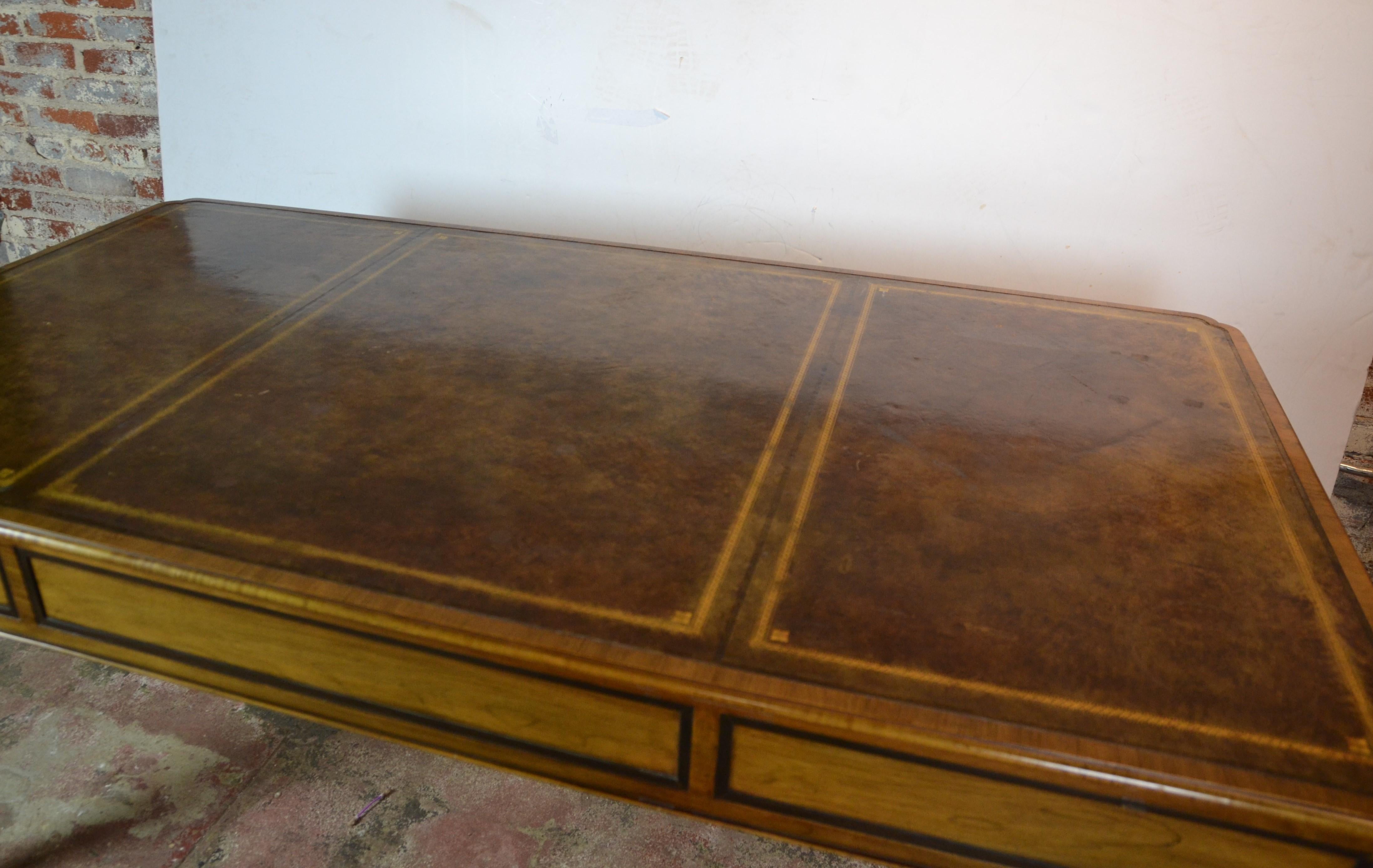 Mid-20th Century Egyptian Revival Leather Top Desk by Baker