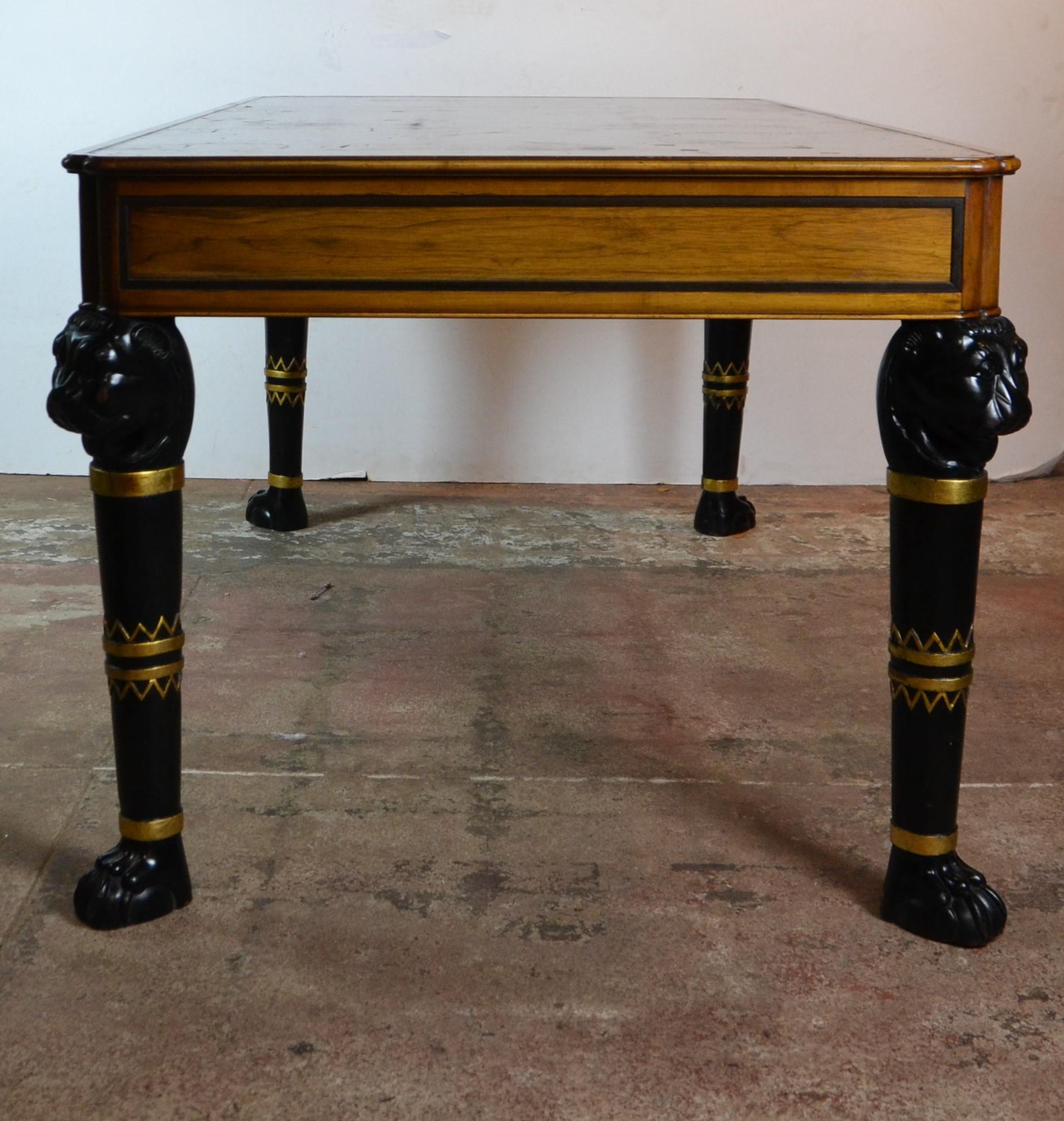 Egyptian Revival Leather Top Desk by Baker 1