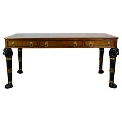 Egyptian Revival Leather Top Desk by Baker