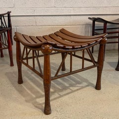 Egyptian Revival Light Slat Oak Thebes Stool, Liberty & Co.