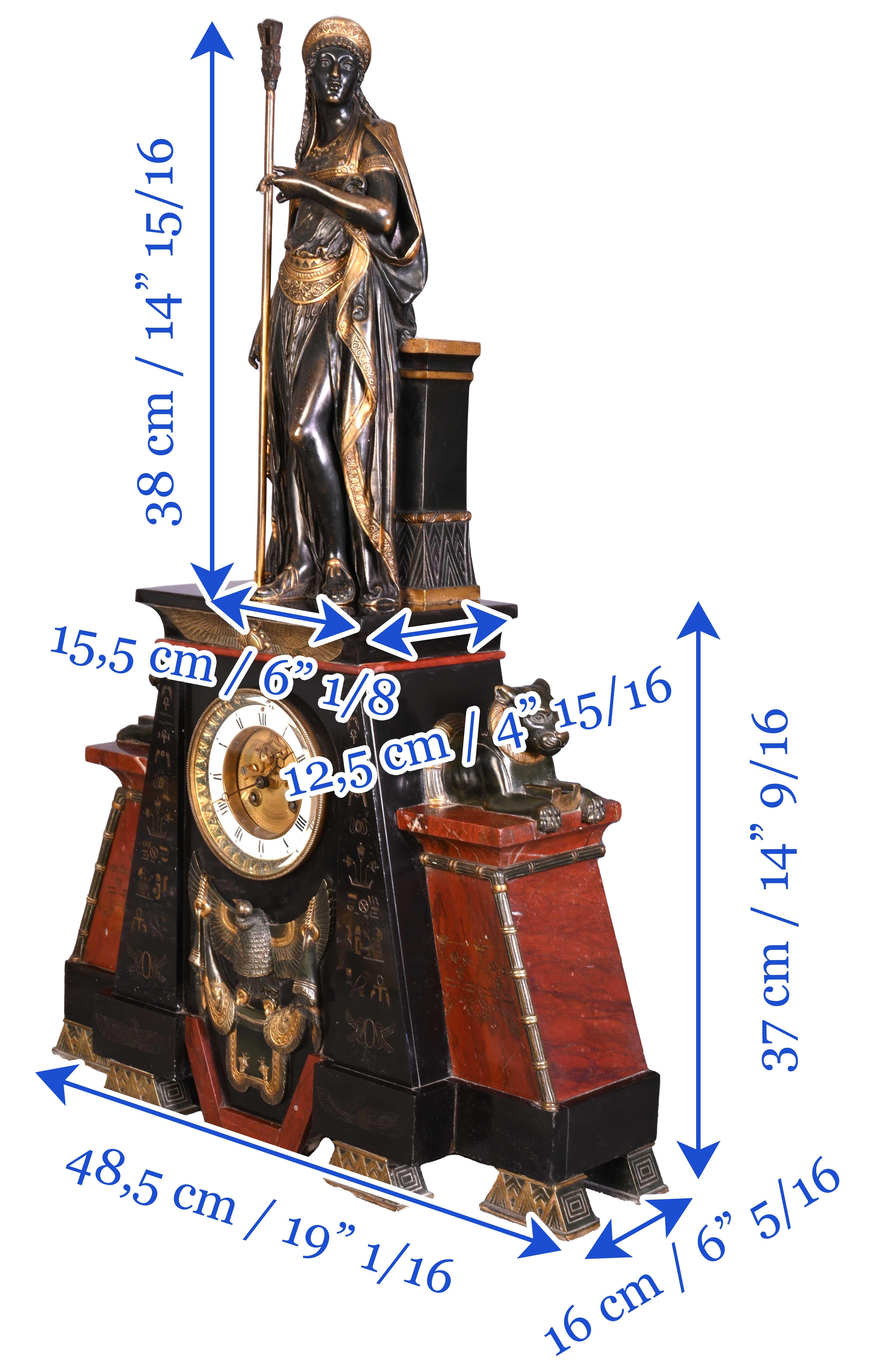 Egyptian Revival Mantel Clock,  19th Century For Sale 11