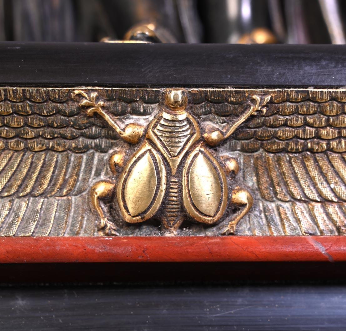 Bronze Egyptian Revival Mantel Clock,  19th Century For Sale