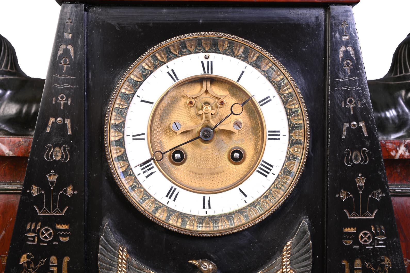 Egyptian Revival Mantel Clock,  19th Century For Sale 1