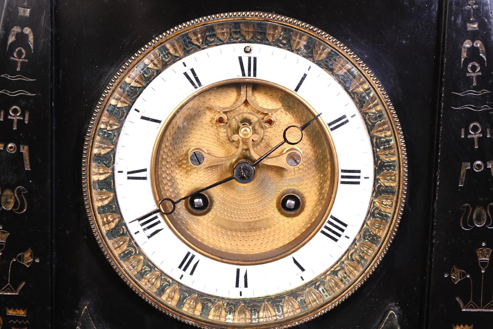 Egyptian Revival Mantel Clock,  19th Century For Sale 2