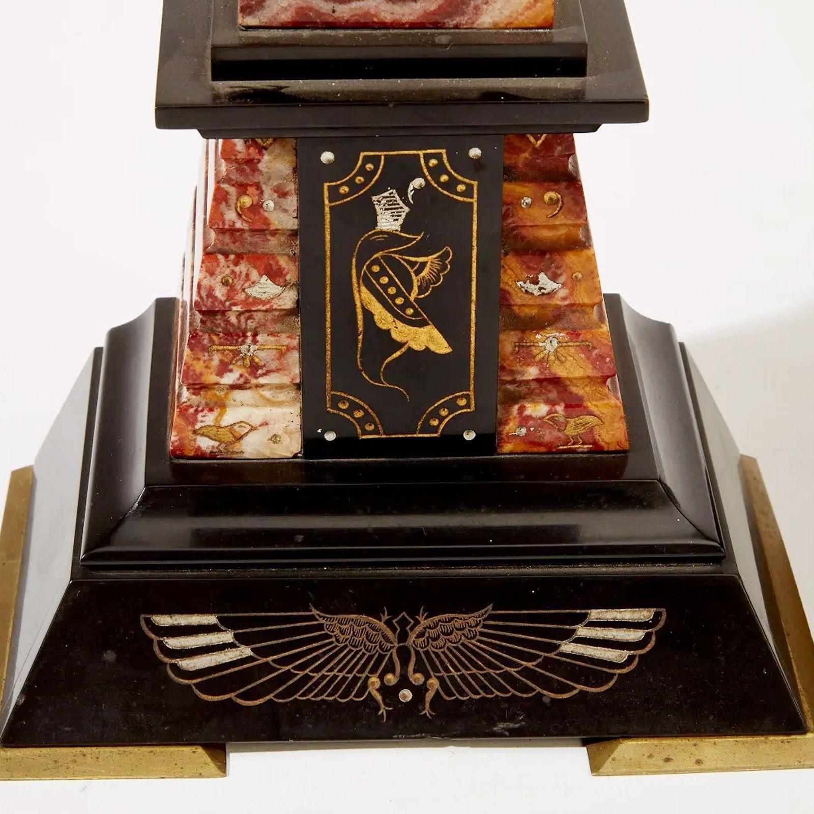 20th Century Egyptian Revival Mantel Clock Set For Sale