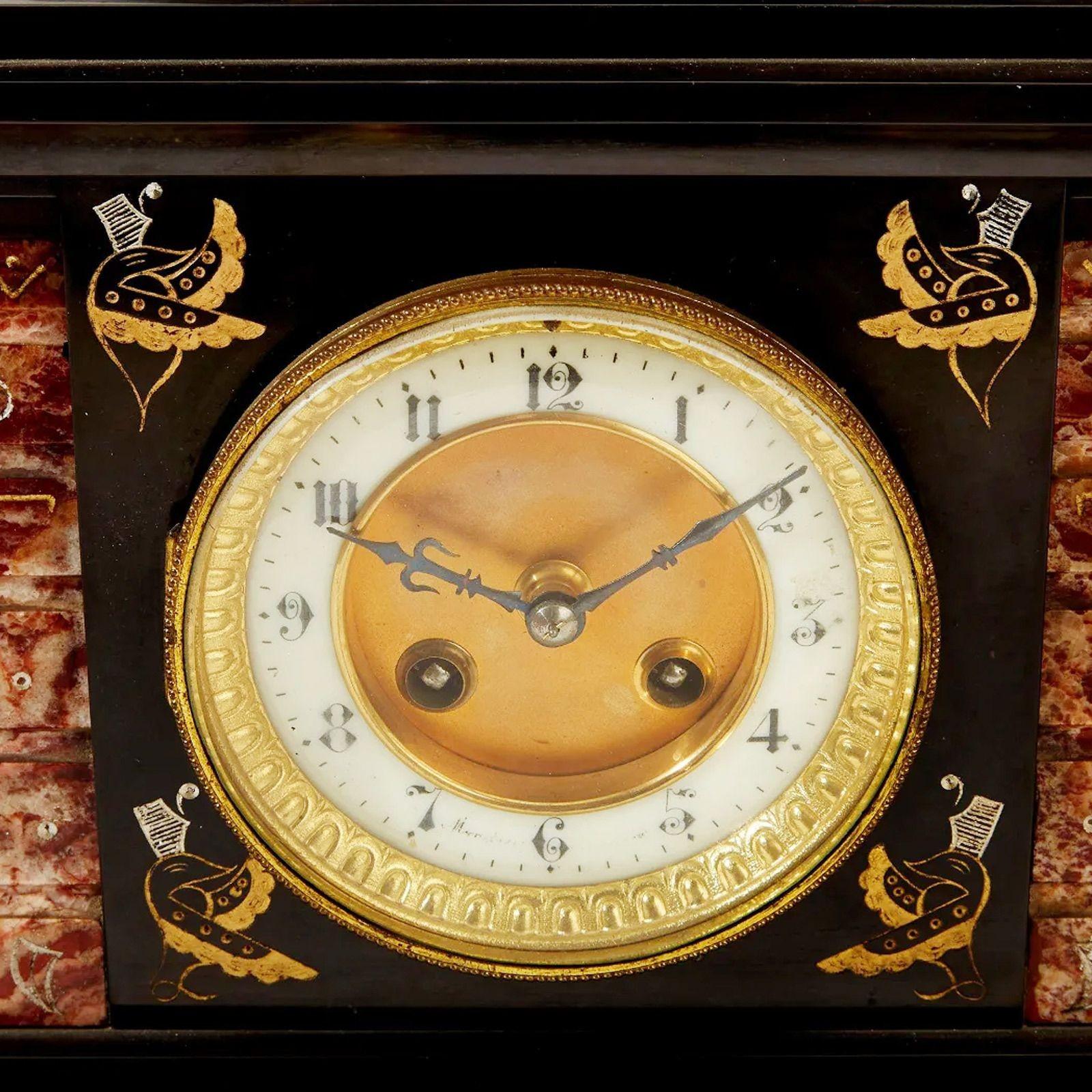 Egyptian Revival Mantel Clock Set For Sale 1