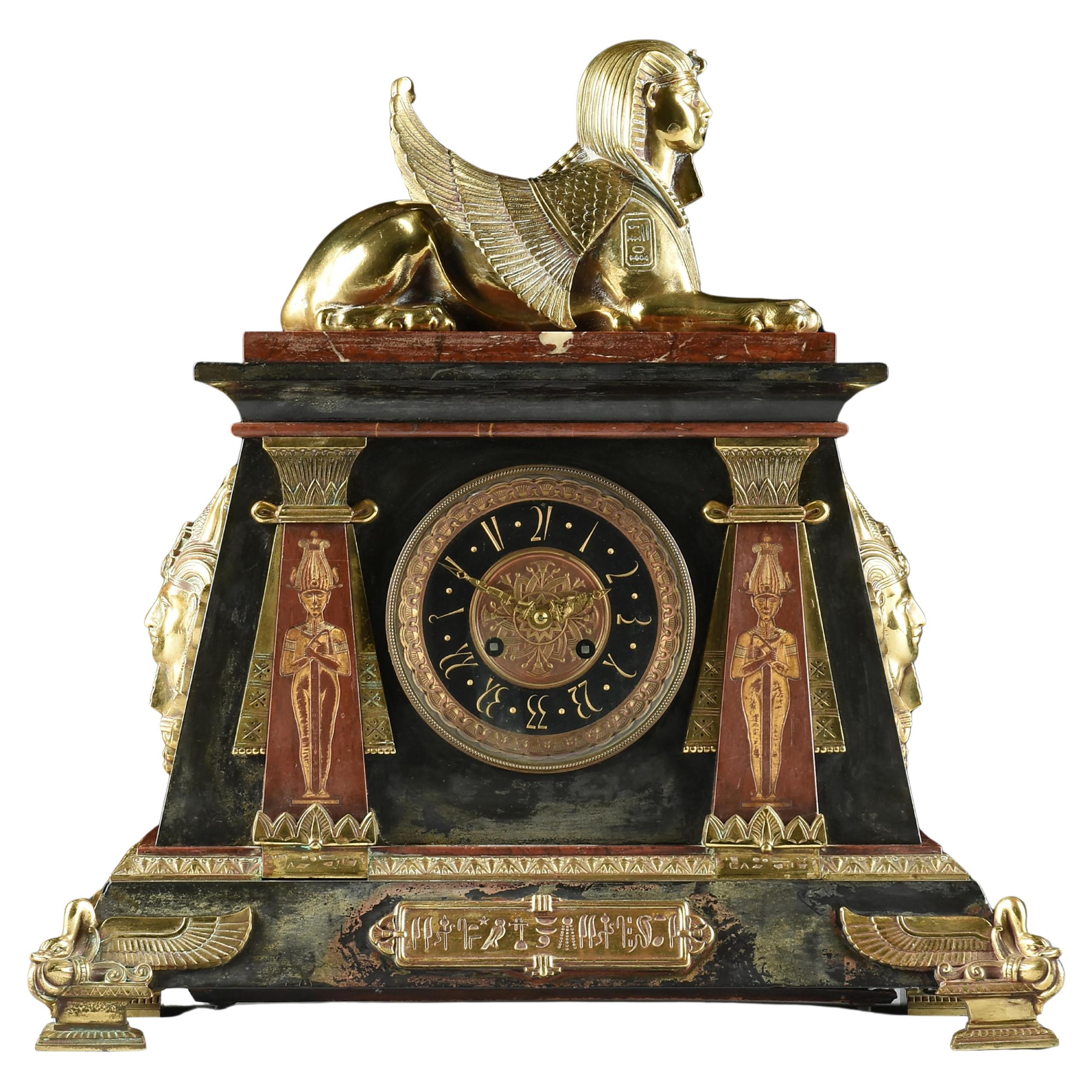 Egyptian Revival Mantle Clock Retailed By Tiffany & Company