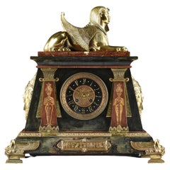 Egyptian Revival Mantle Clock Retailed By Tiffany & Company