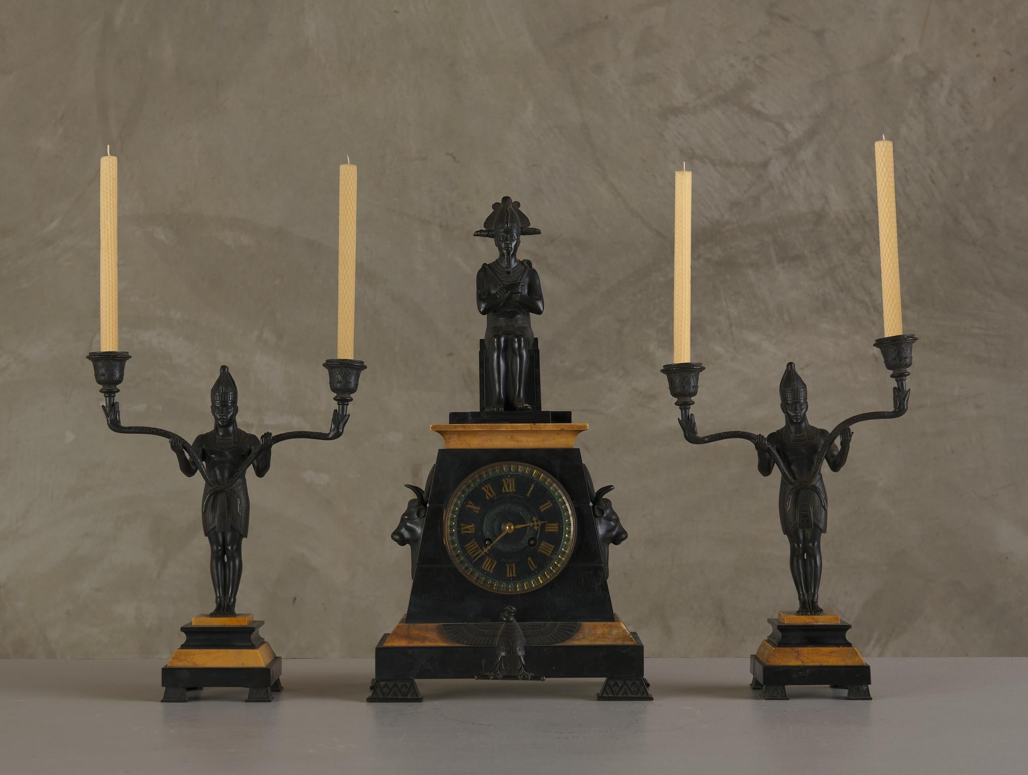 This renowned clock maker, Bailey & Company out of Philadelphia are responsible for this stunning and rare set.

Clock: 19.5