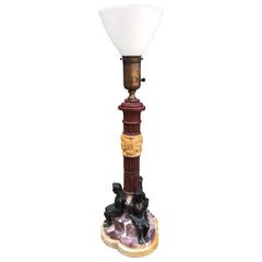 Antique Egyptian Revival Marble Lamp