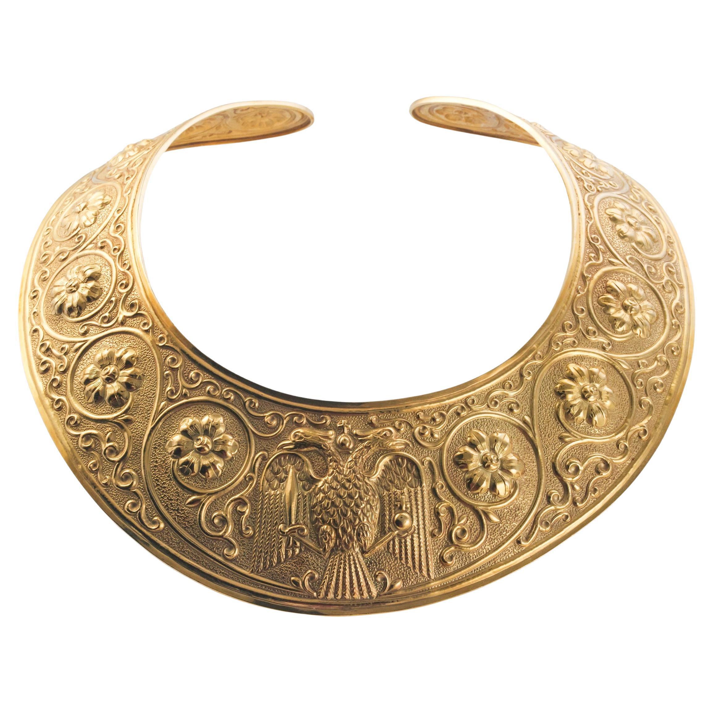 Egyptian Revival Massive Gold Collar Necklace