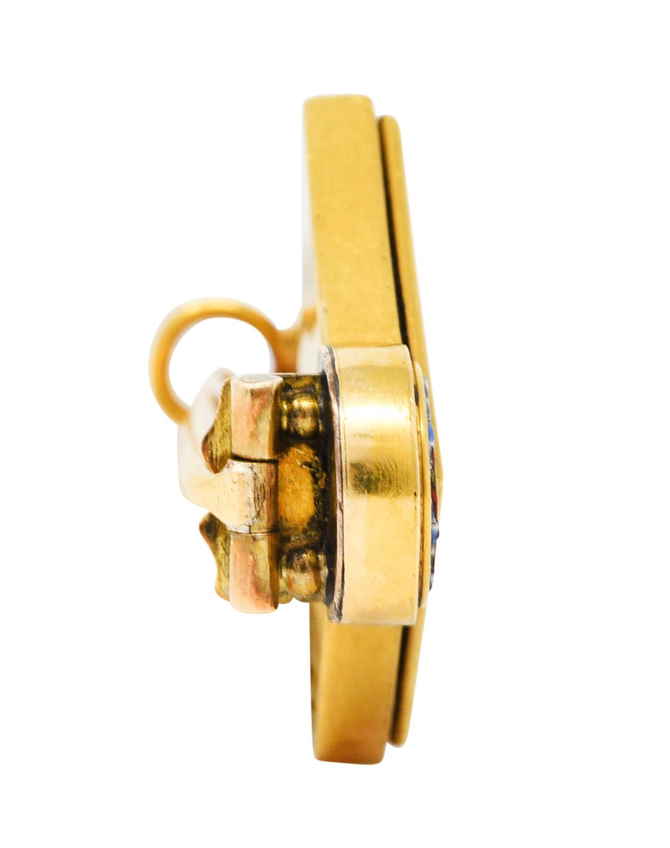 Women's or Men's Egyptian Revival Micro Mosaic 18 Karat Gold Pharaoh Brooch