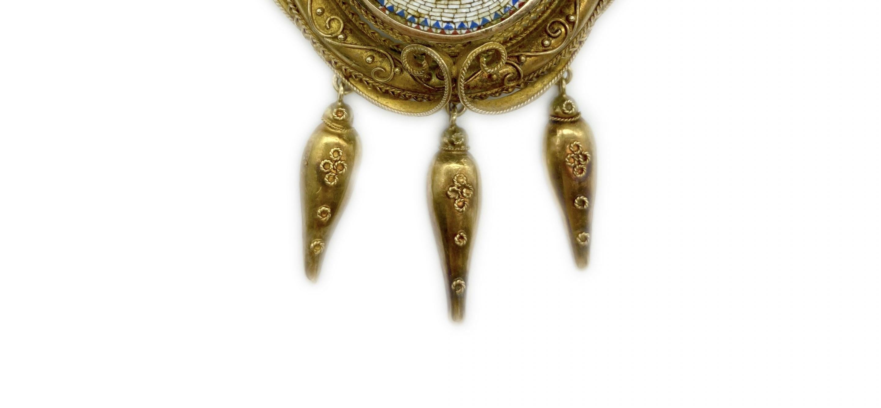 Egyptian Revival Micromosaic Pendant Brooch In Good Condition In New York, NY