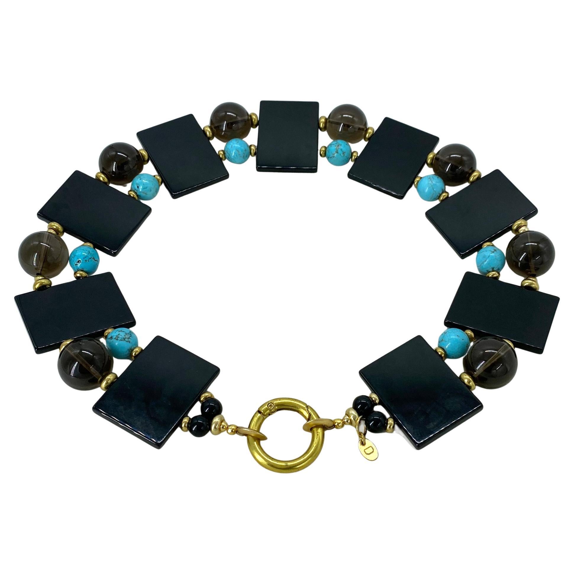 Vintage Egyptian Revival Gold Tone Chain Belt Turquoise Yellow Coral Cabochons Vintage Gold Tone Snake Chain/ Belt/ Necklace Cobra head  main image 2