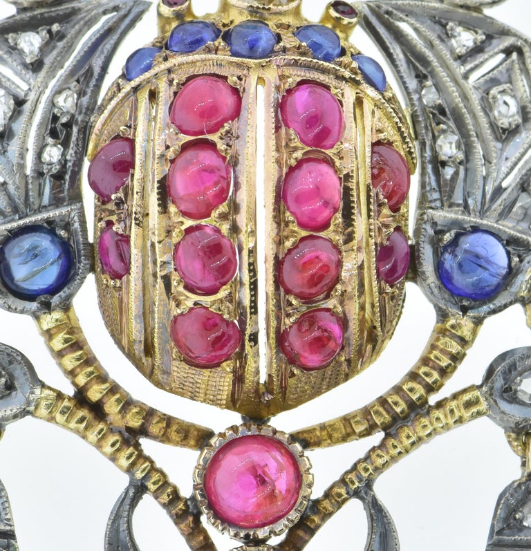 Art Deco Egyptian Revival Necklace with Diamonds, Rubies, Sapphires and Emerald, c. 1920 For Sale