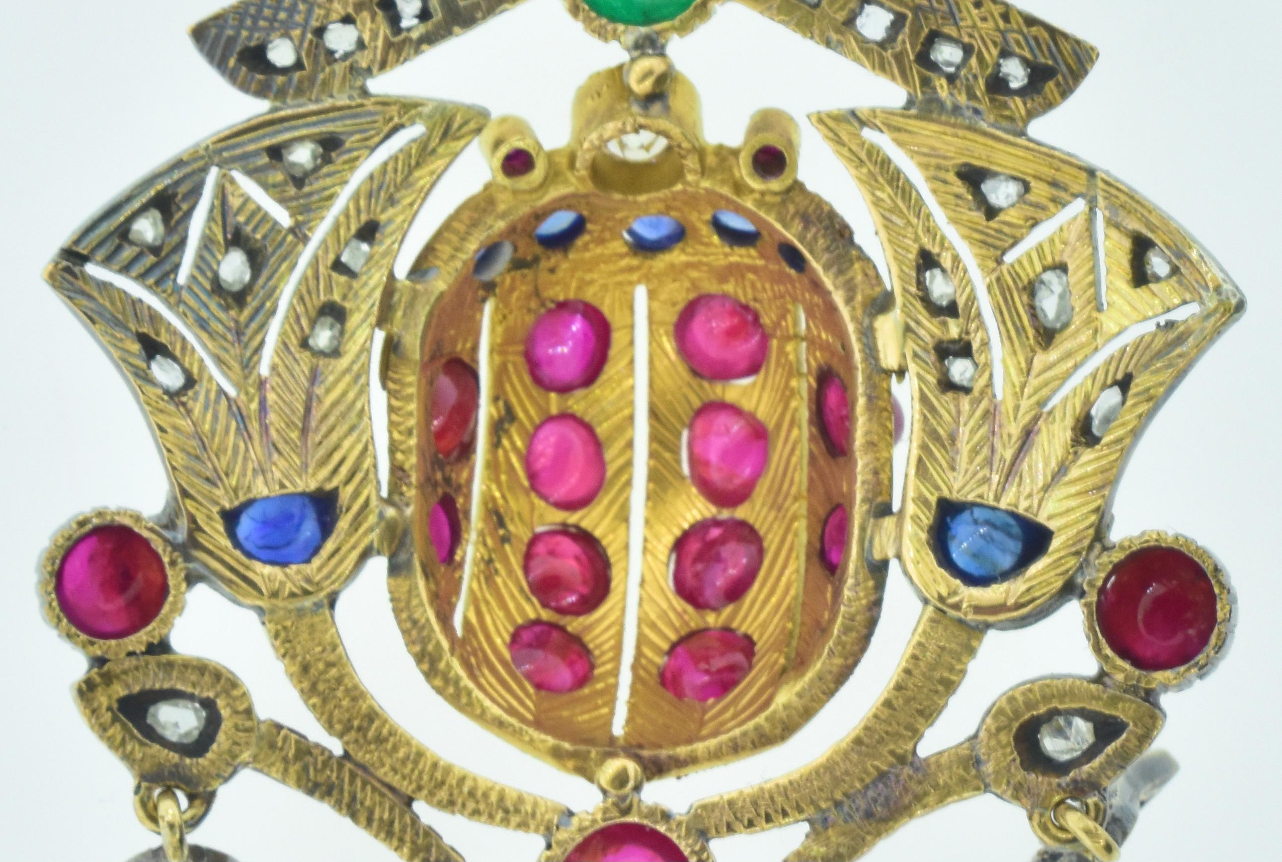 Egyptian Revival Necklace with Diamonds, Rubies, Sapphires and Emerald, c. 1920 1