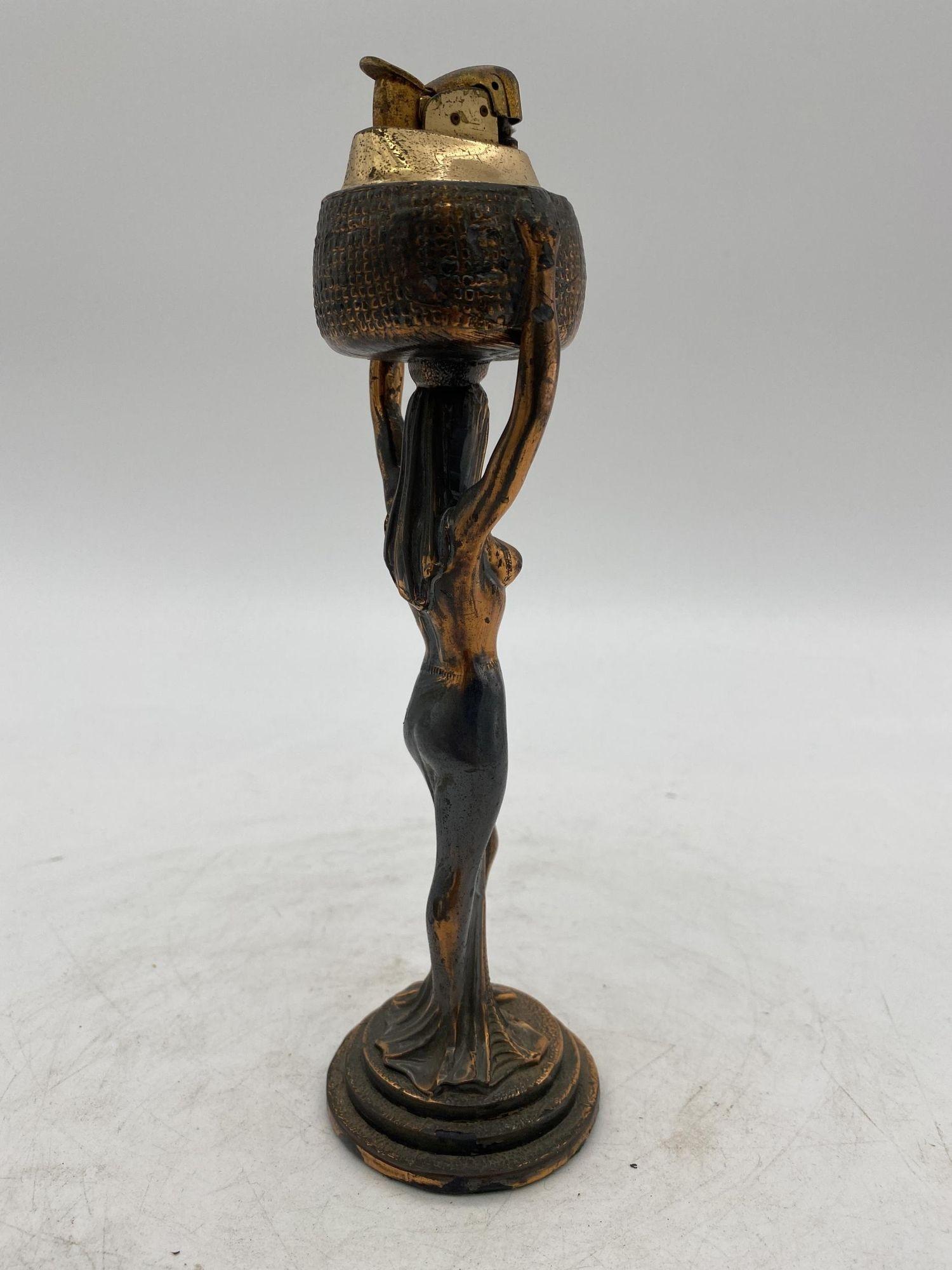 American Egyptian Revival Nude Queen Copper Table Lighter For Sale