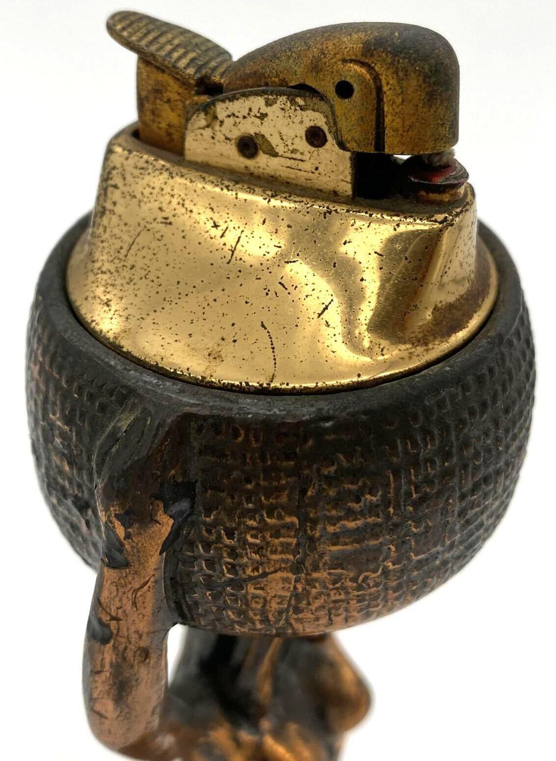 Egyptian Revival Nude Queen Copper Table Lighter In Good Condition In Van Nuys, CA