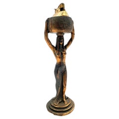 Egyptian Revival Nude Queen Copper Table Lighter
