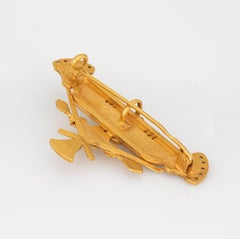 Egyptian Revival Pendant Brooch Pharaoh 18k Yellow Gold Diamond Enamel Art Deco