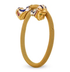 Egyptian Revival Pharaoh's Head Crossover Bracelet