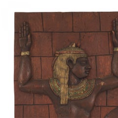 Egyptian Revival Polychromed Wall Plaque
