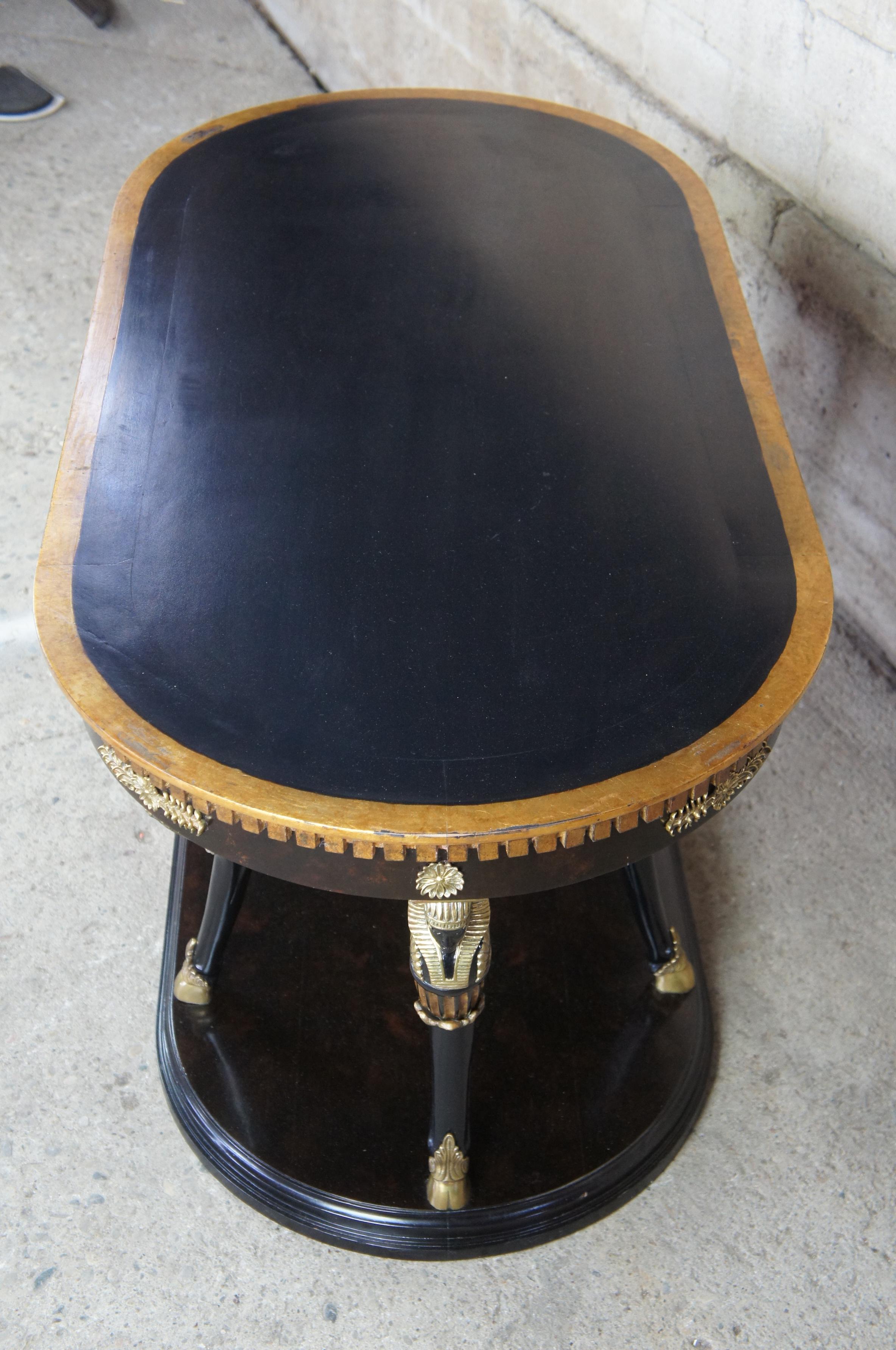 Egyptian Revival Regency Oval Coffee Table Neoclassical Figural Caryatid Vintage 3