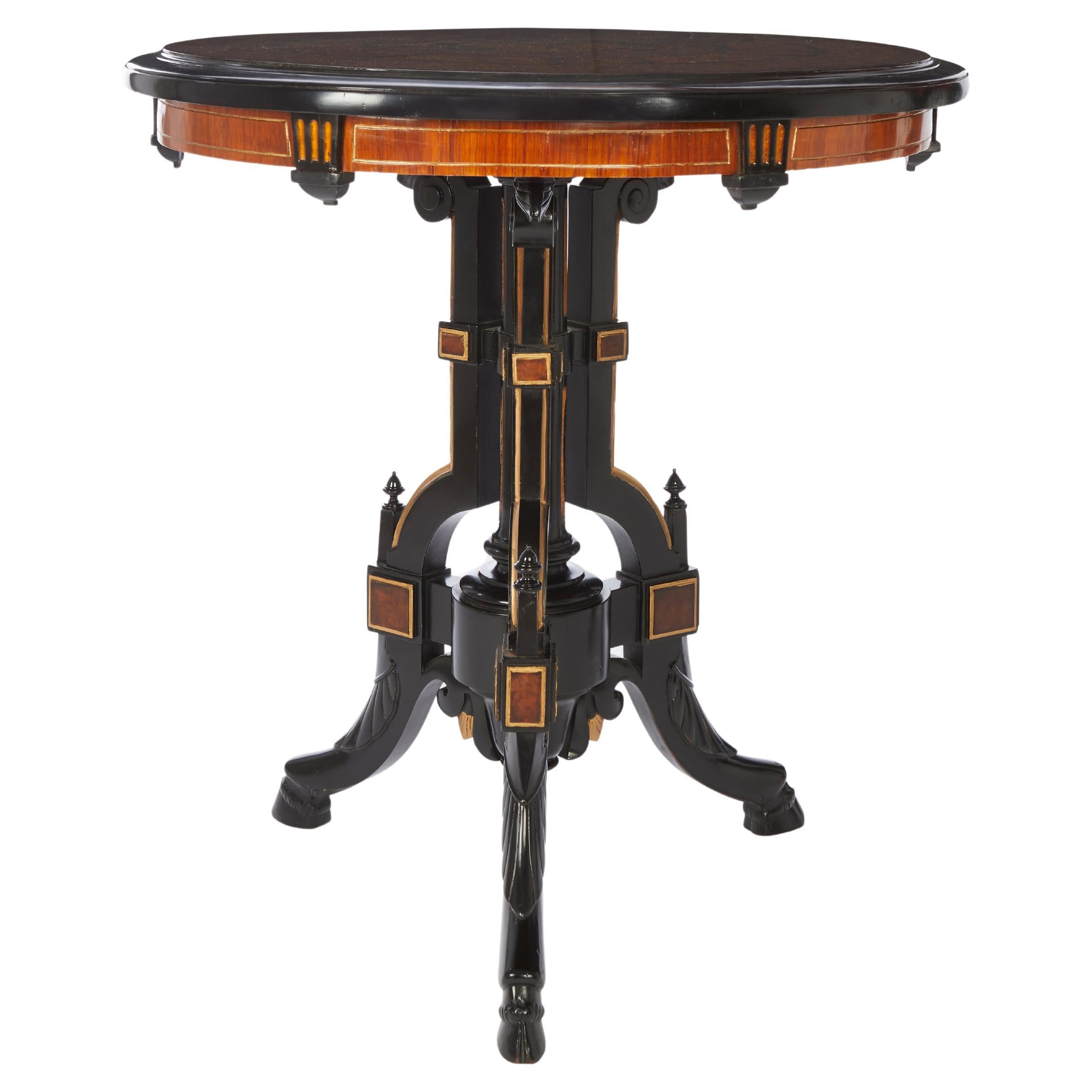 Greek Revival Rosewood Marquetry Table