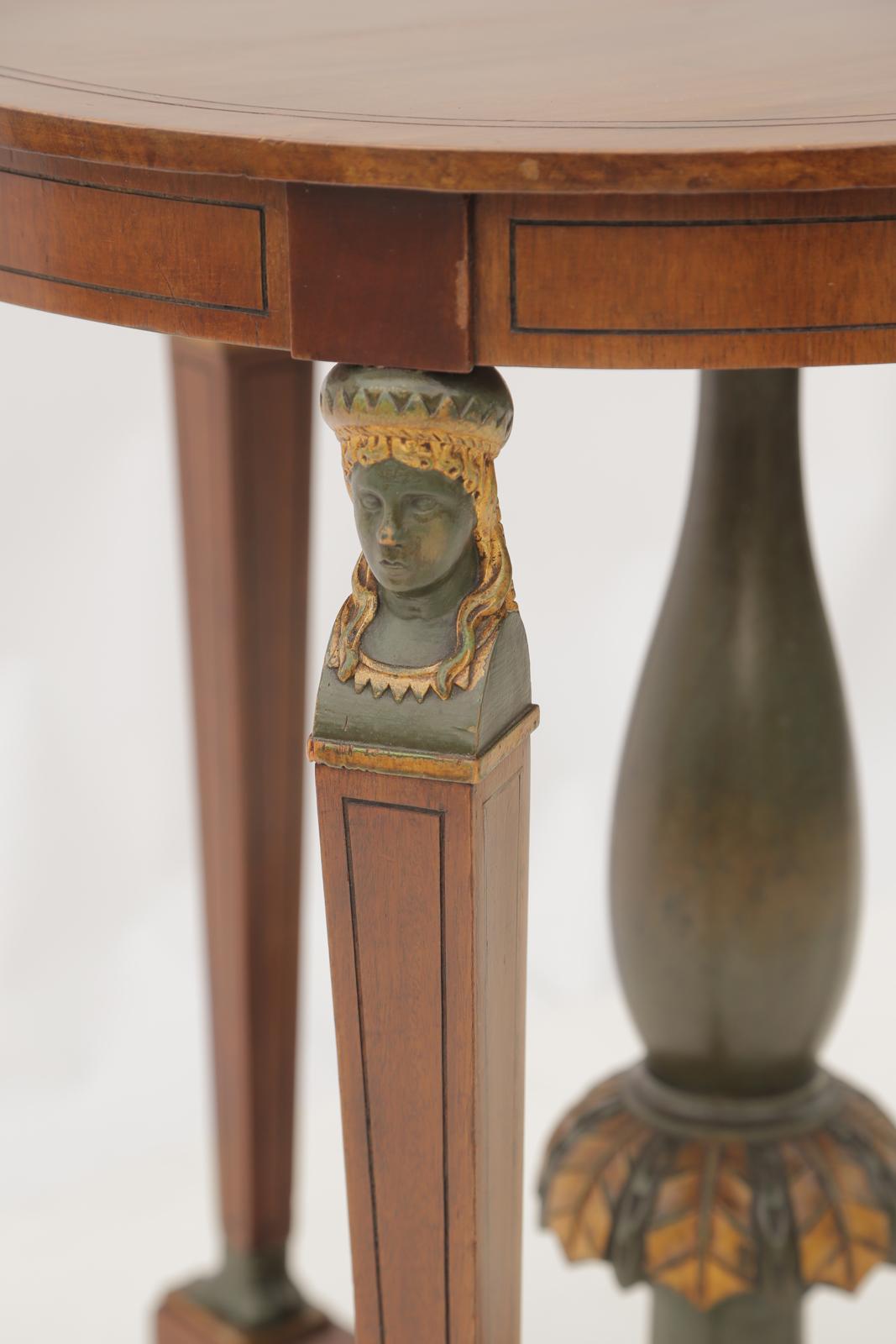 Polychromed Egyptian Revival Rosewood Table with Articulated Feet For Sale