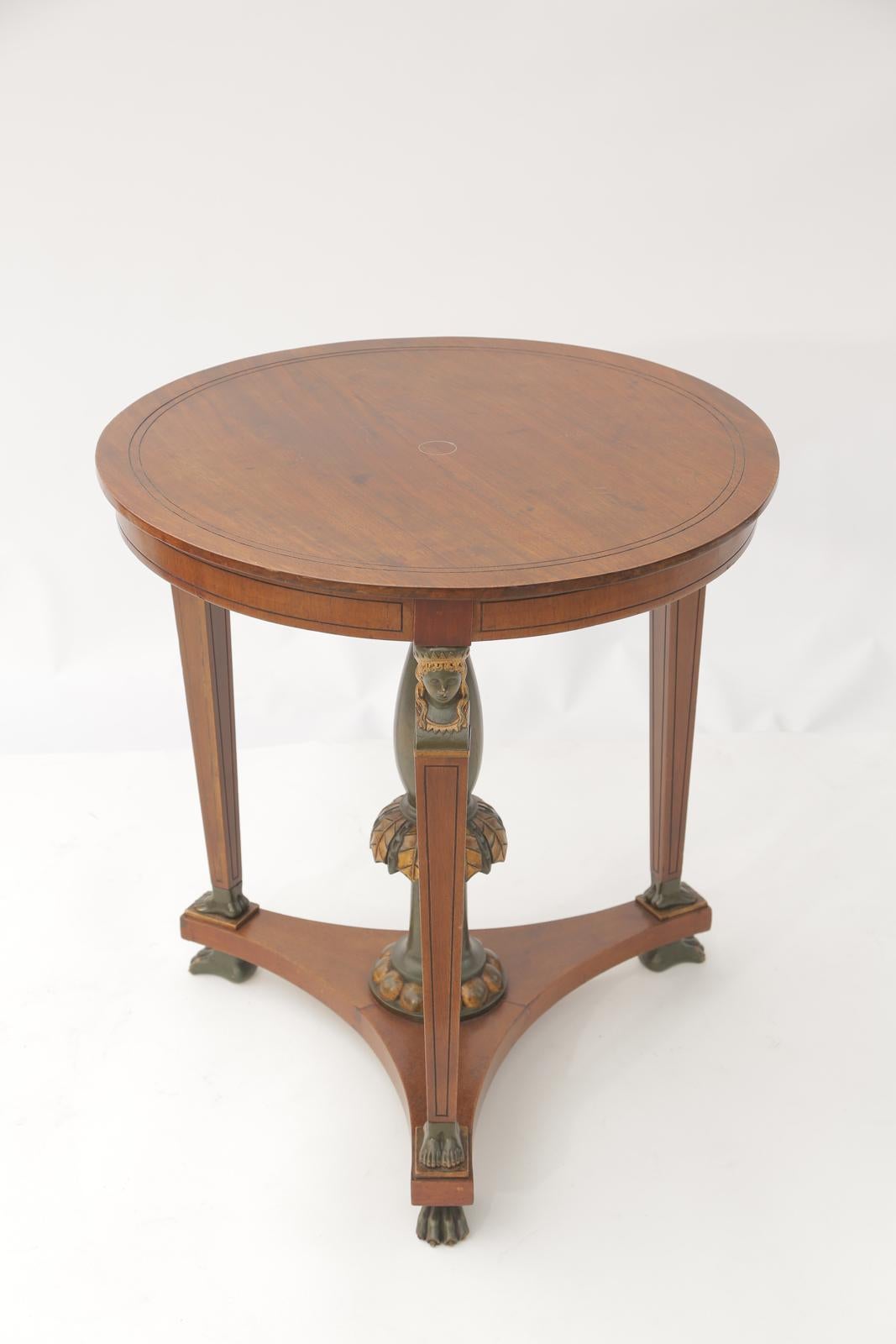 Brass Egyptian Revival Rosewood Table with Articulated Feet For Sale