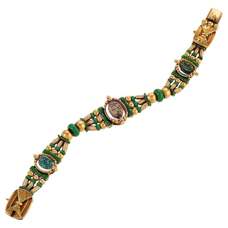 Egyptian Revival Scarab Bracelet by Watherston & Son