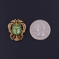 Egyptian Revival Scarab Brooch of 14k Gold