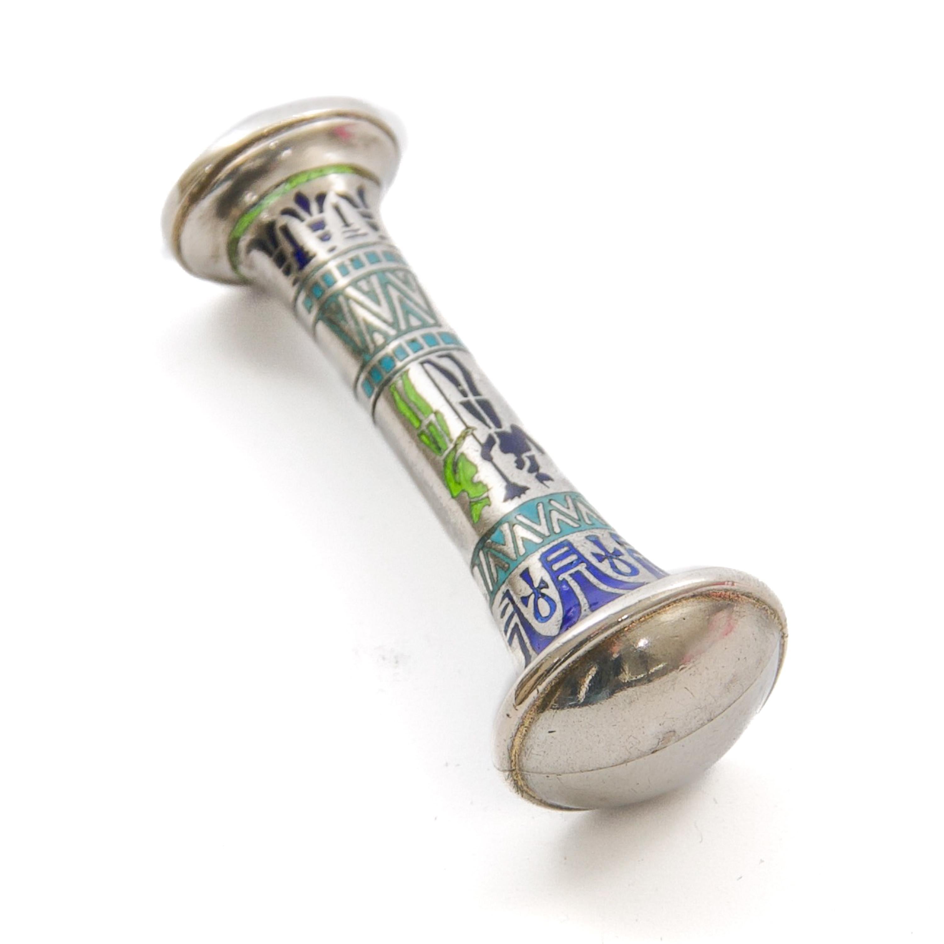 Egyptian Revival Silver and Cloisonné Enamel Desk Seal, Art Deco, ca 1925 For Sale 4