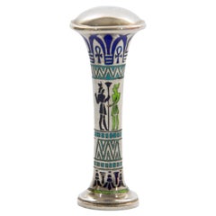Egyptian Revival Silver and Cloisonné Enamel Desk Seal, Art Deco, ca 1925